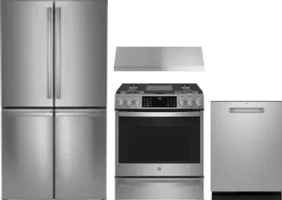 4 Piece Package Includes Refrigerator, Range, Hood And Dishwasher
